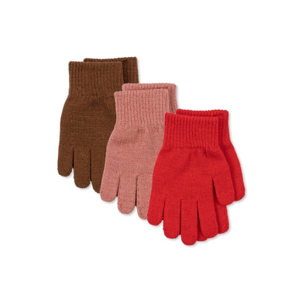 Konges Sløjd, Filla Handschuhe , 3er Set 'Rose/Pecan/Scarlet'